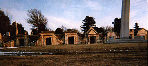 Wide view of the crypts at Topeka Cemetery